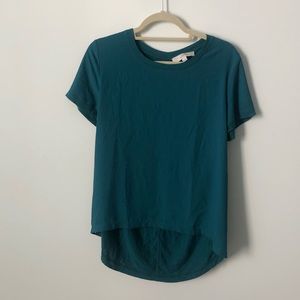 LOFT Teal Short Sleeve Blouse Medium